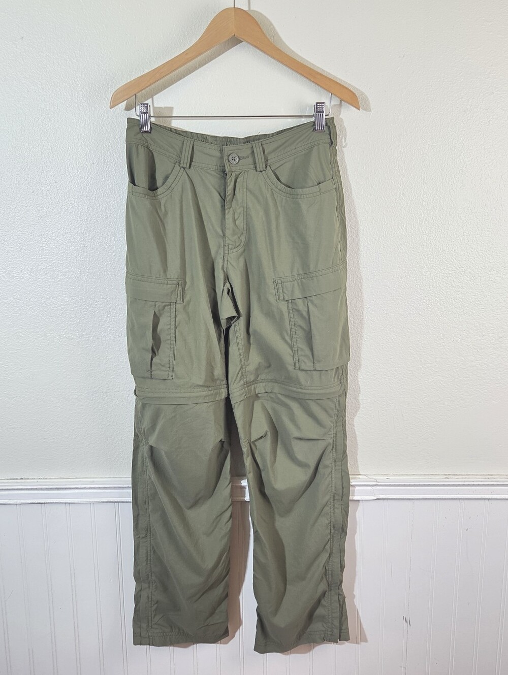 REI Co-op Mens 32x32 Convertible Hiking Cargo Pants Green Zip Off Trail Outdoor